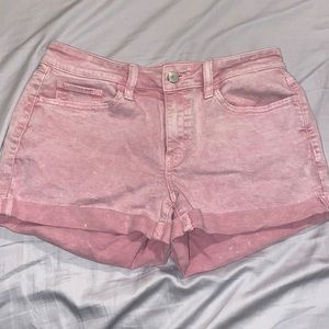 Pink low ride jean shorts